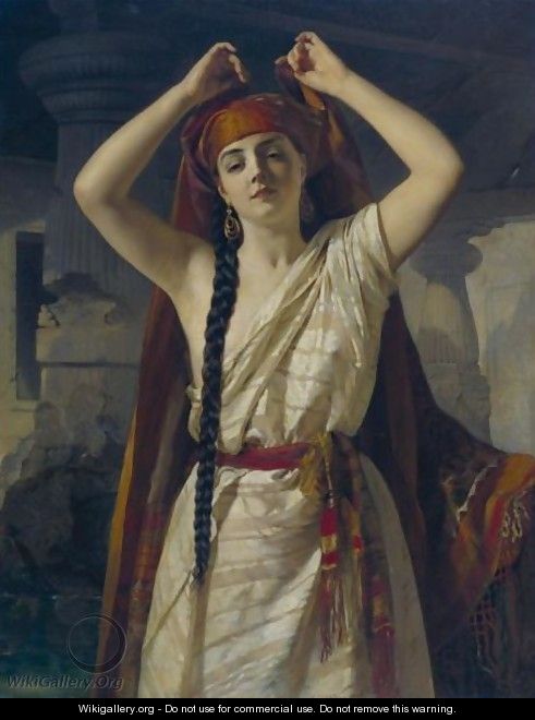 491x660 An Egyptian Girl Preparing For A Bath - Egyptian Woman Painting