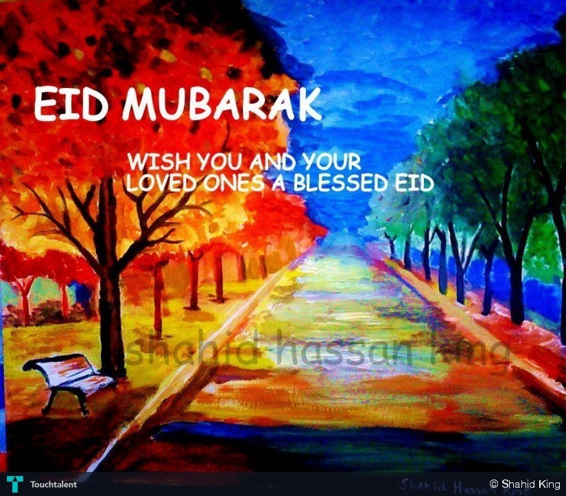 825x722 Eid Mubarak Touchtalent - Eid Mubarak Painting