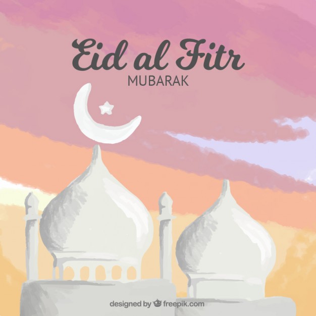 626x626 Hand Painted Eid Al Fitr Background Vector Free Download - Eid Mubarak Painting