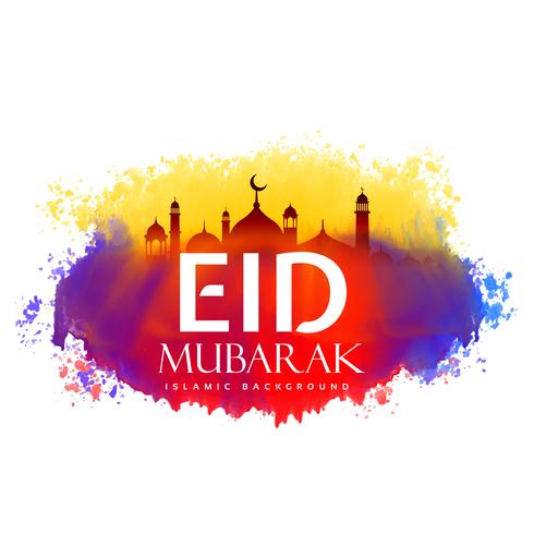 490x490 Eid Mubarak Creative Design With Watercolor Effect - Eid Mubarak Painting