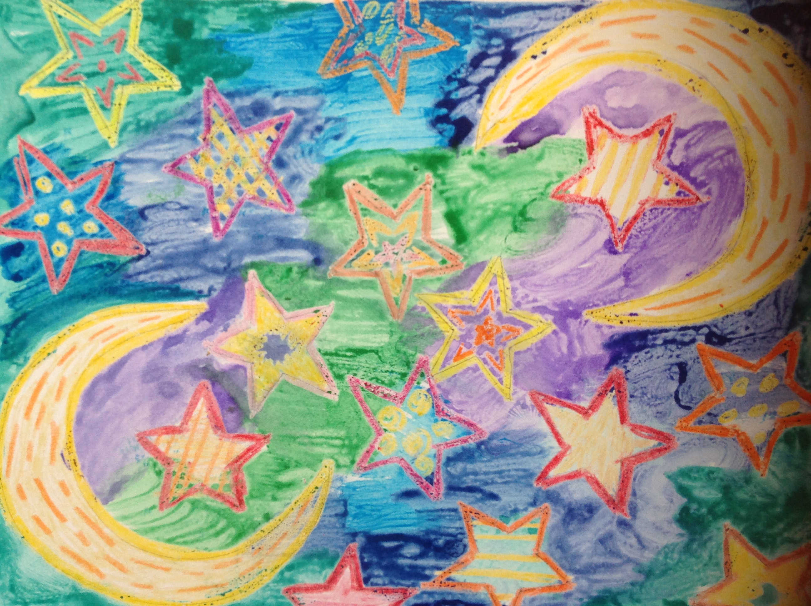 2592x1936 Crayon Amp Watercolor Resist Painting For Eid Cards Little Muslim - Eid Painting