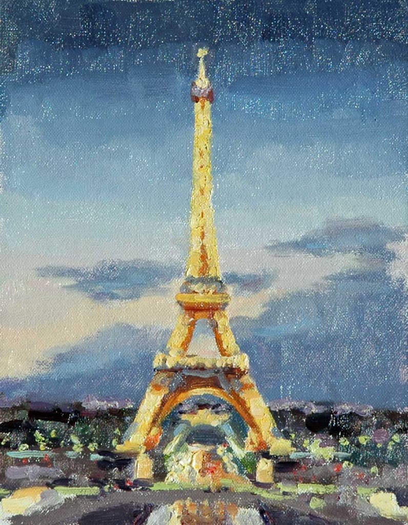 Eiffel Tower At Night Painting at PaintingValley.com | Explore ...