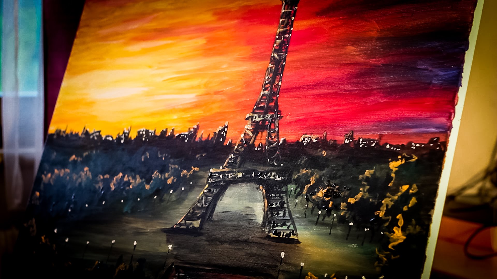 1920x1080 Epic Speedpaint Eiffel Tower - Eiffel Tower At Night Painting
