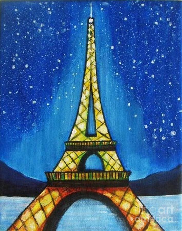 709x900 Images Of Eiffel Tower Painting - Eiffel Tower At Night Painting