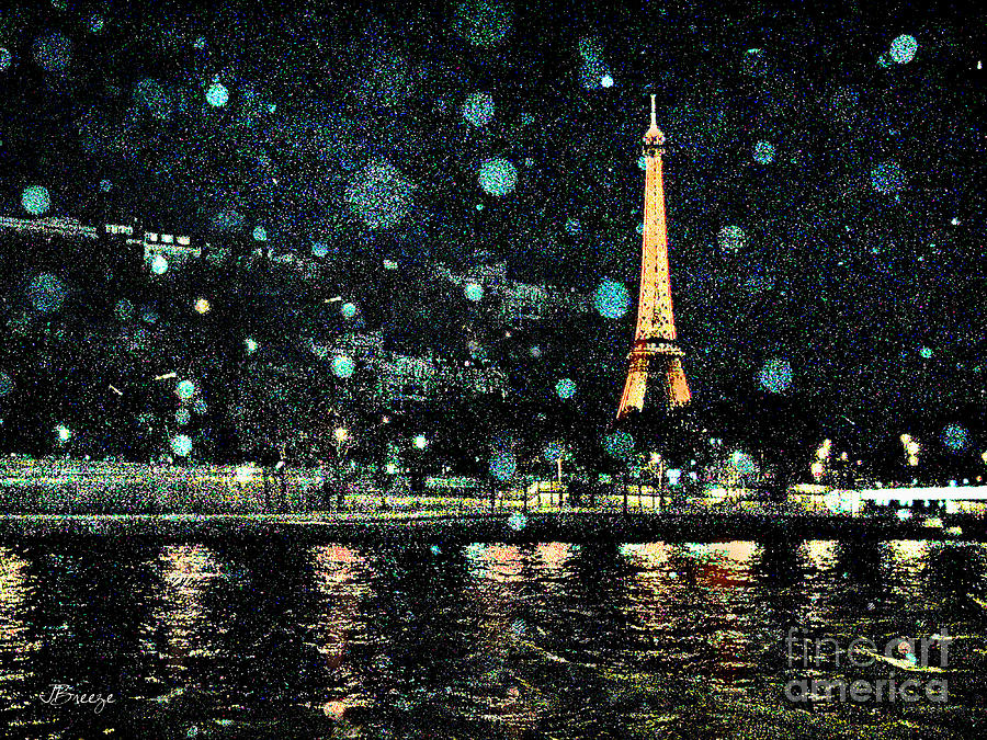 900x675 My Van Gogh Eiffel Tower Digital Art By Jennie Breeze - Eiffel Tower At Night Painting