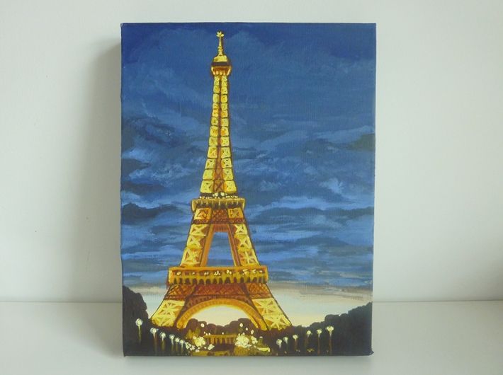 710x530 White Bazaar Eiffel Tower Night Painting A R T - Eiffel Tower At Night Painting