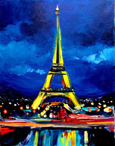 236x300 China Popular Paris Eiffel Tower Night Scene Canvas Oil Paintings - Eiffel Tower At Night Painting