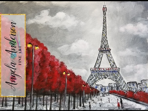 480x360 Easy Eiffel Tower Acrylic Painting Impressionist Beginner Paris - Eiffel Tower Canvas Painting