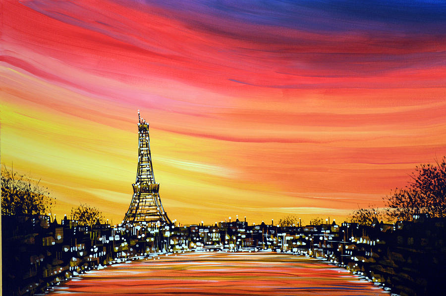 900x598 Original Paris France Art Painting Eiffel Tower Paris Lights - Eiffel Tower Canvas Painting