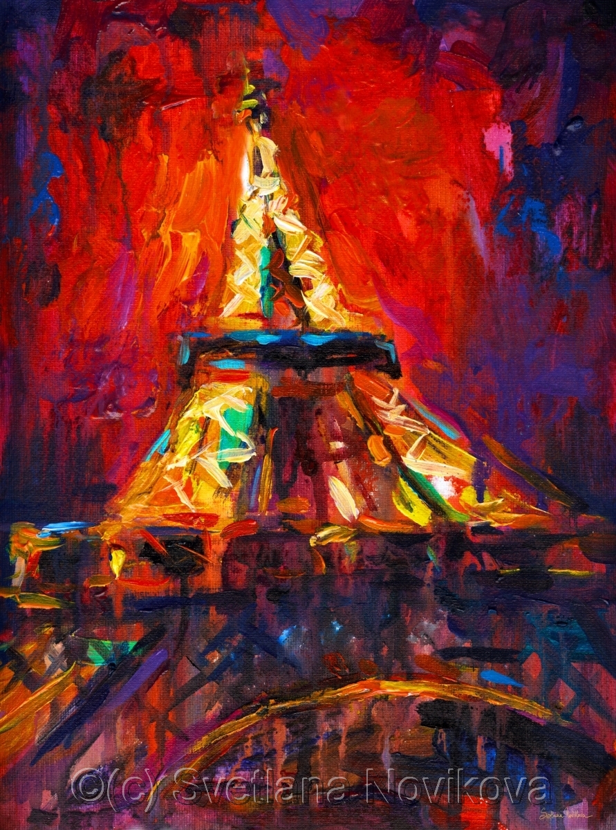 891x1200 Painting Impressionistic Eiffel Tower Paris Original Painting - Eiffel Tower Impressionist Painting
