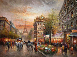 300x224 Perfect Oil Painting Impressionism Art Paris Street Scene Amp Eiffel - Eiffel Tower Impressionist Painting