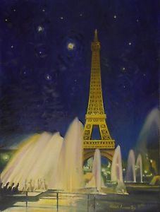 227x300 Paris Eiffel Tower Oil Painting By Antonio Luciano P. Vasai Ebay - Eiffel Tower Oil Painting