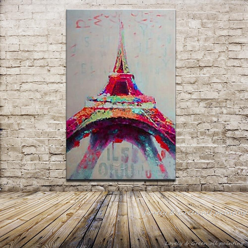1000x1000 Free Shipping Hand Painted Landscape Oil Painting Canvas Eiffel - Eiffel Tower Oil Painting On Canvas