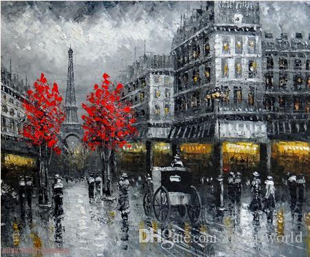 450x373 2018 Framed 1890s Paris Eiffel Tower Street Stores Shoppers,pure - Eiffel Tower Oil Painting On Canvas