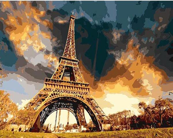 600x479 Diy Painting By Numbers - Eiffel Tower Painting