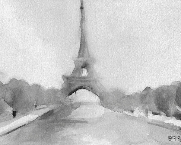600x480 Eiffel Tower Watercolor Painting - Eiffel Tower Painting Black And White