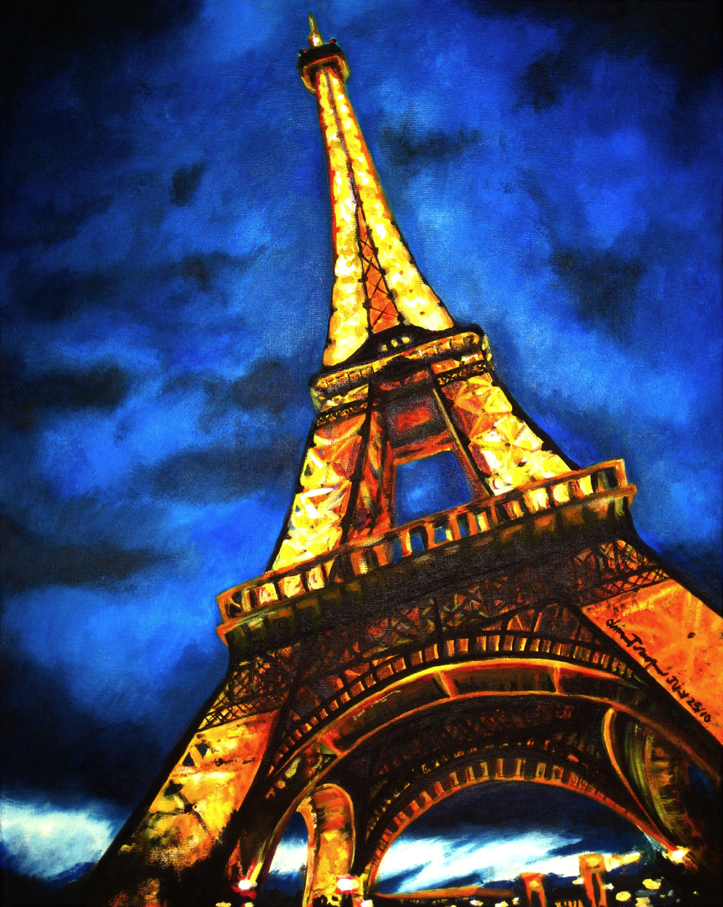 723x907 Eiffel Tower By Oh Tea - Eiffel Tower Painting Night