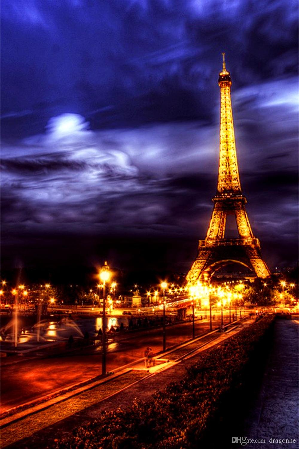 1000x1500 Embroidery Eiffel Tower Full 5d Diy Diamond Painting Needlework - Eiffel Tower Painting Night