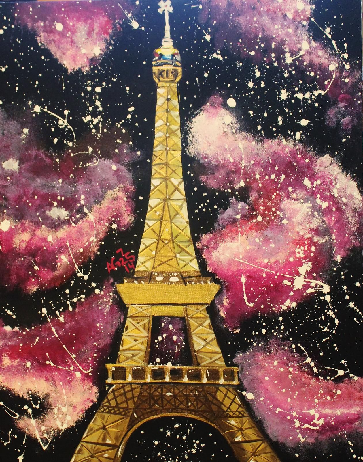 1260x1600 Pin By Mania Triantafilloy On Arteiffel Tower - Eiffel Tower Painting Night