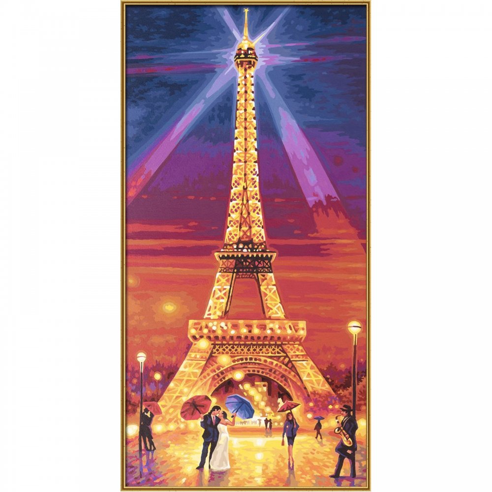 1000x1000 Premium Paint By Number Eiffel Tower At Night - Eiffel Tower Painting Night