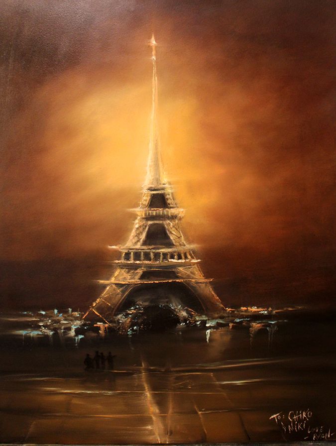 675x896 Eiffel Tower Painting, Oil Painting Paris - Eiffel Tower Painting Night