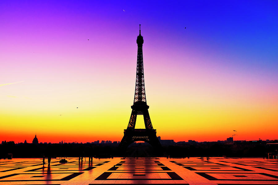 900x599 Eiffel Tower Silhouette In Sunrise Photograph By Audun Bakke Andersen - Eiffel Tower Silhouette Painting