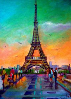 236x330 Canvas Painting Of Eiffel Tower I Painted For My Roommate. My - Eiffel Tower Silhouette Painting
