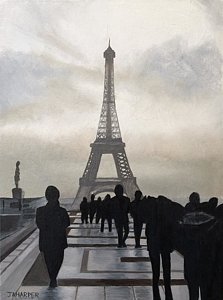 223x300 Paris Silhouette Paintings - Eiffel Tower Silhouette Painting