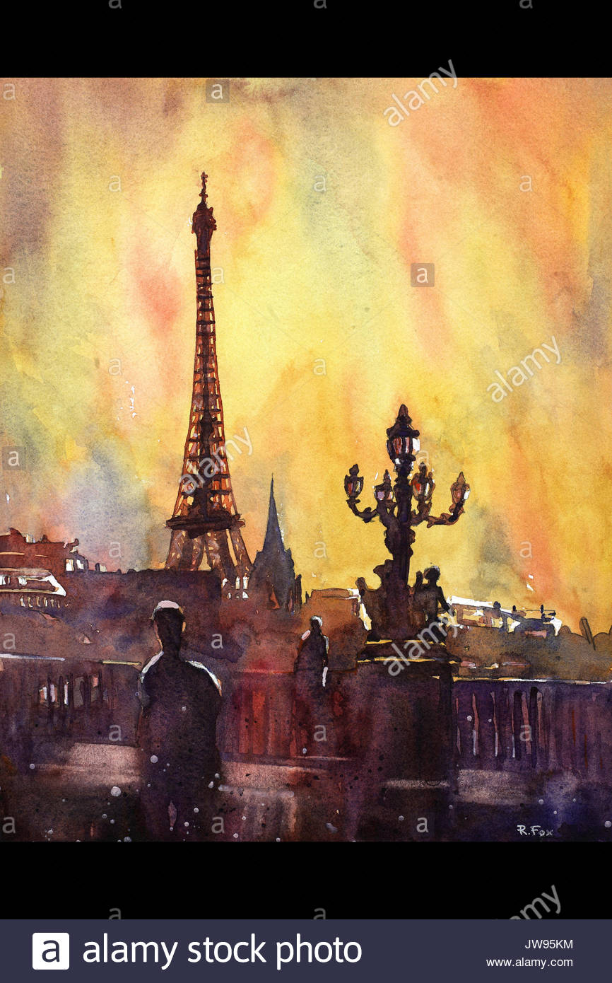 866x1390 Fine Art Watercolor Painting Of Eiffel Tower Rising Above - Eiffel Tower Watercolor Painting