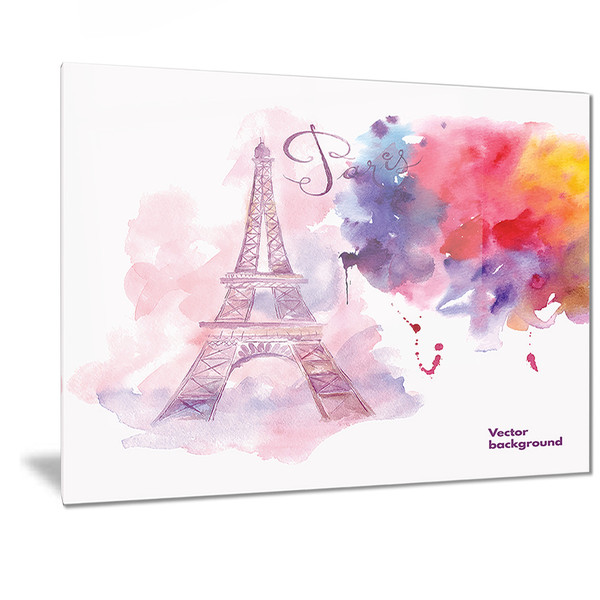 600x600 Shop Designart - Eiffel Tower Watercolor Painting