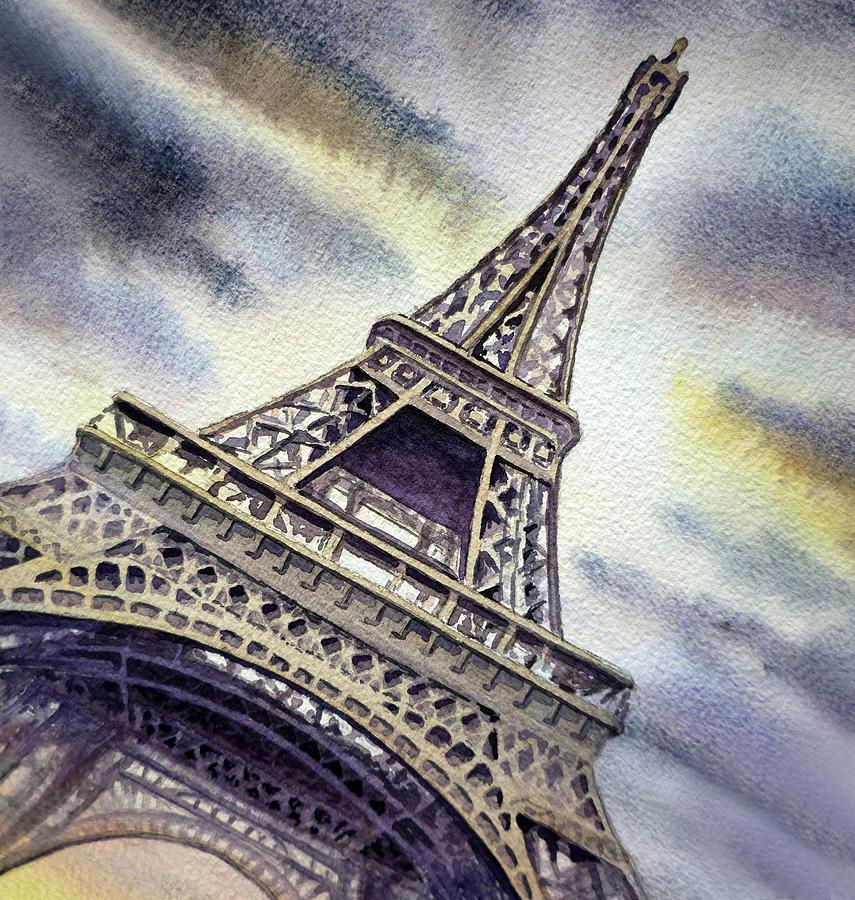 855x900 The Eiffel Tower Painting By Irina Sztukowski - Eiffel Tower Watercolor Painting