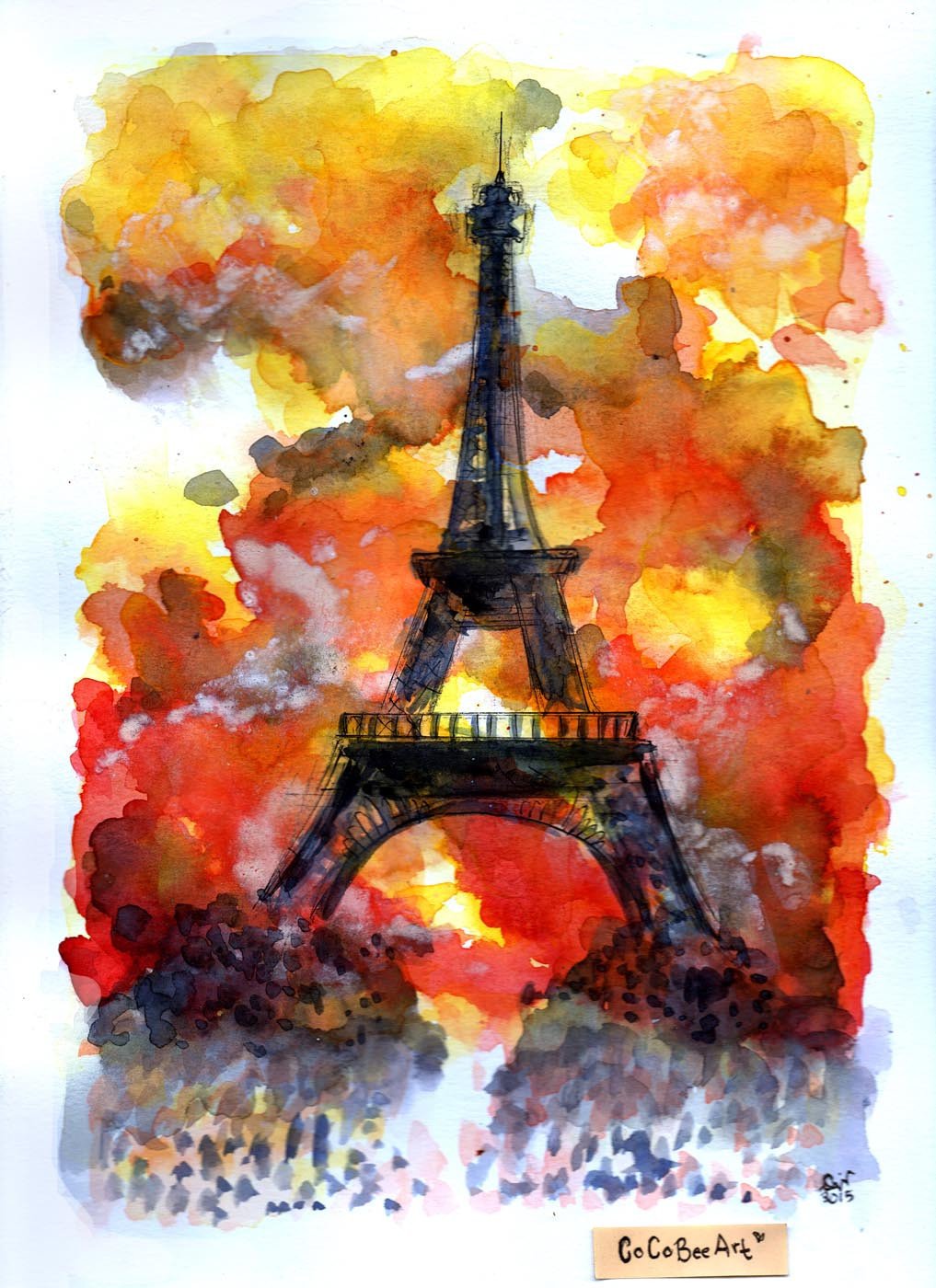 1017x1400 Eiffel Tower Watercolor Painting - Eiffel Tower Watercolor Painting