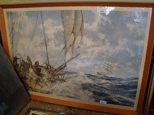 500x375 Framed Montague Dawson Print Eight Bells - Eight Bells Painting