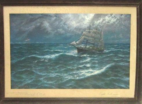 491x360 J.r. Miles, N.b.a. (British, Early 20th Century) `four Bells (6 - Eight Bells Painting