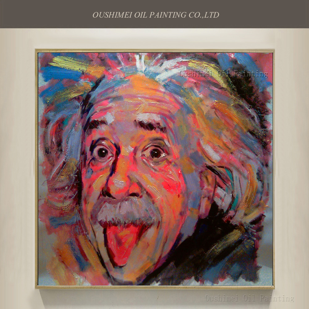 1000x1000 Canvas For Oil Painting Luxury Funny Designed Einstein Sticking - Einstein Canvas Painting