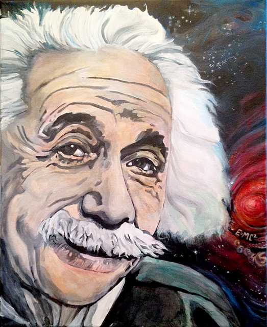 523x640 Sue Conditt Artwork Albert Einstein Original Painting Acrylic - Einstein Painting