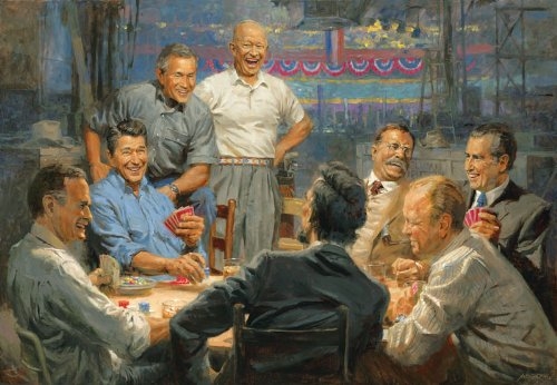 500x346 Republican Presidents 500 Piece Puzzle George H.w. Bush, Lincoln - Eisenhower Painting