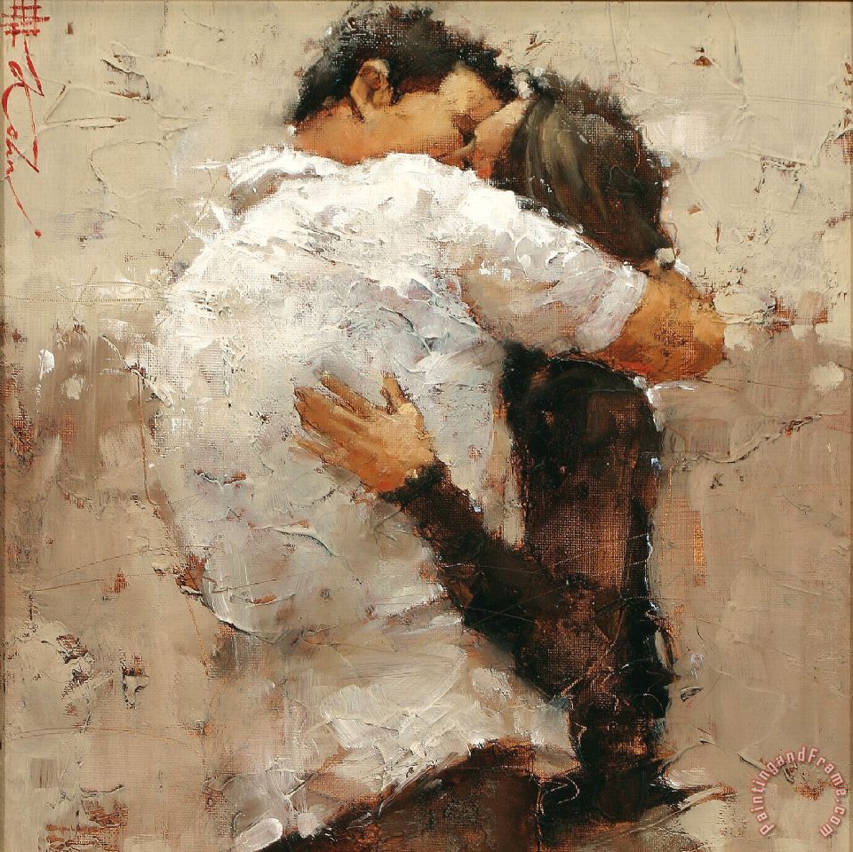 960x959 Andre Kohn The Kiss Painting - El Beso Painting