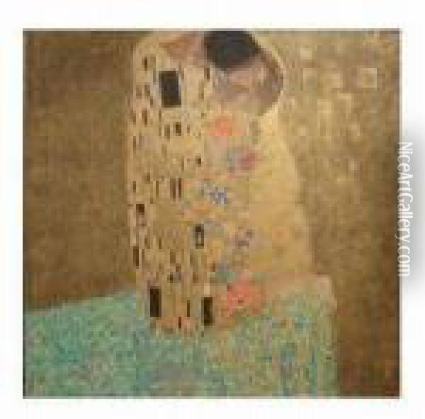 600x592 El Beso Oil Painting Reproduction By Gustav Klimt - El Beso Painting