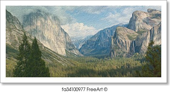 561x306 Free Art Print Of Oil Painting Yosemite National Park, El Capitan - El Capitan Painting