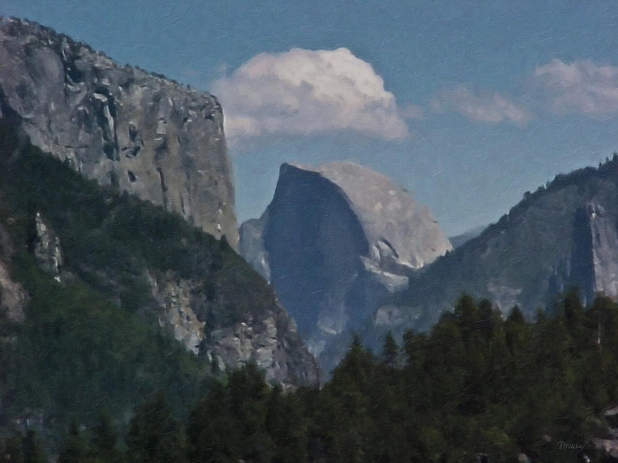 900x675 Yosemite View Of El Capitan And Half Dome Painting By Teresa Mucha - El Capitan Painting