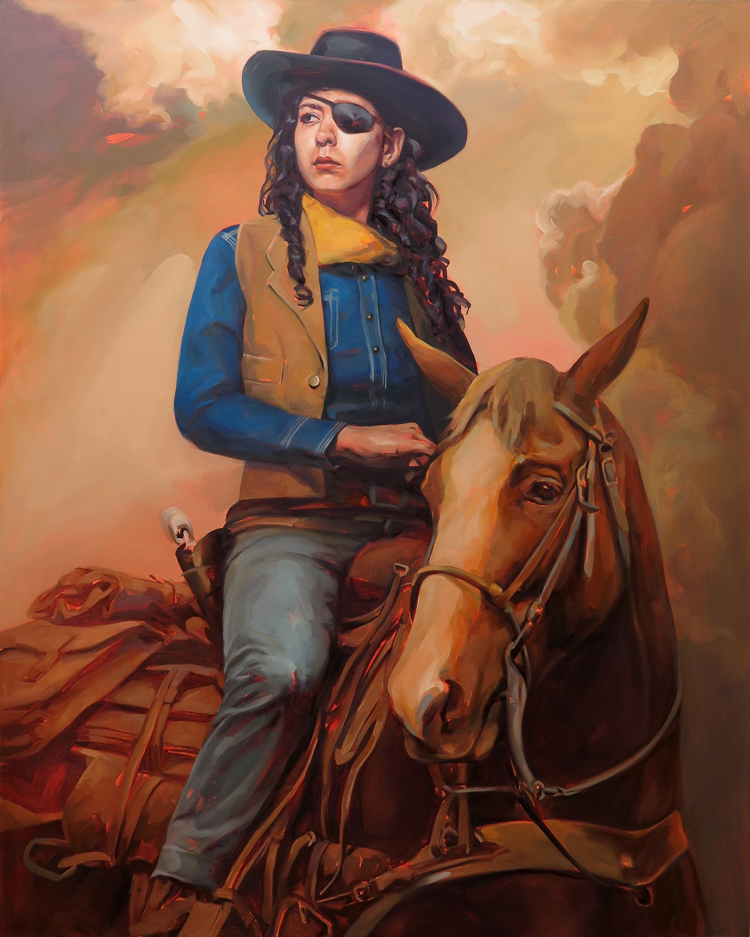 2544x3180 Painter Felice House Reimagines Classic Cowboys As Women - El Desperado Painting