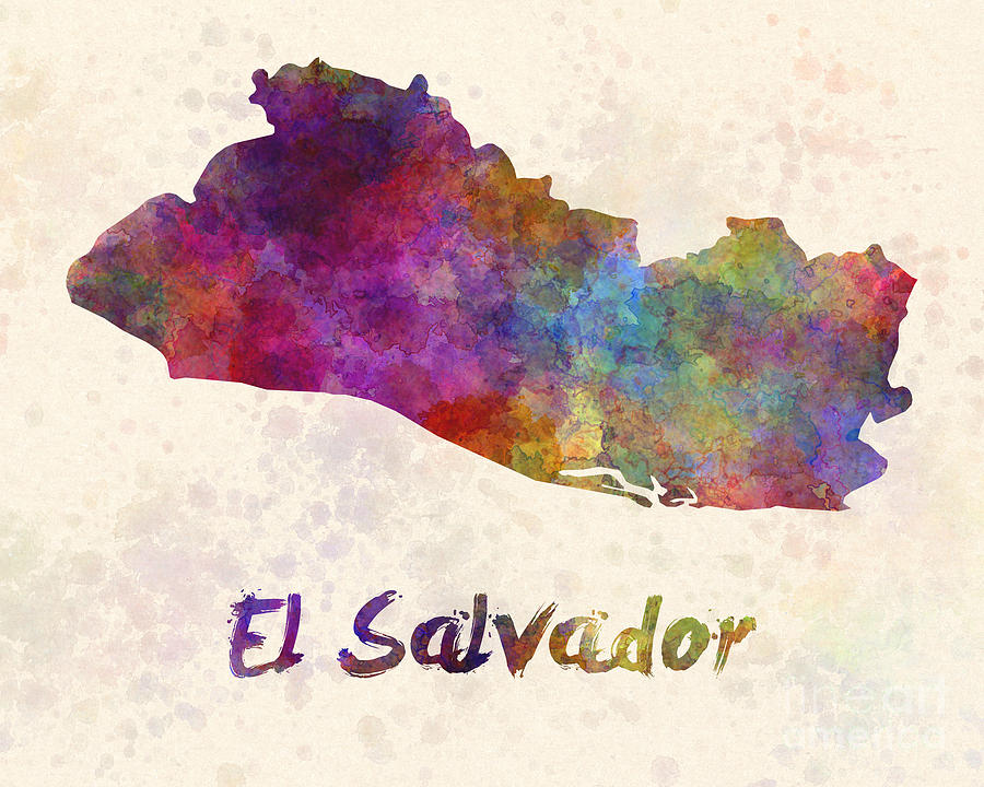 900x720 El Salvador In Watercolor Painting By Pablo Romero - El Salvador Painting