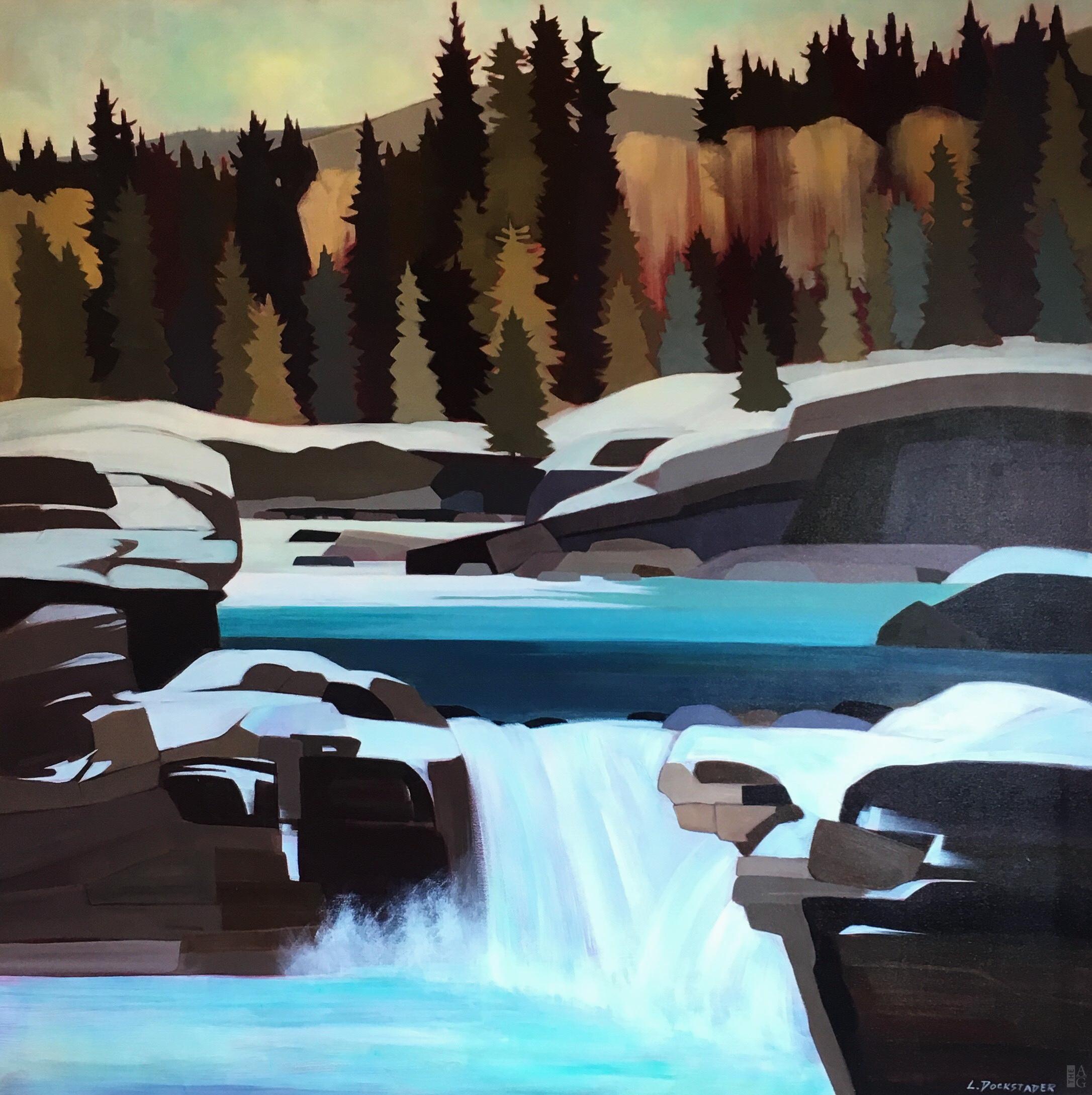 2172x2178 Early Snow Elbow Falls By Lorna Dockstader The Avenue Gallery - Elbow Painting
