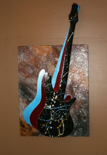 346x500 Electric Guitar Abstract Mixed Media Painting On Masonite By Don - Electric Guitar Painting