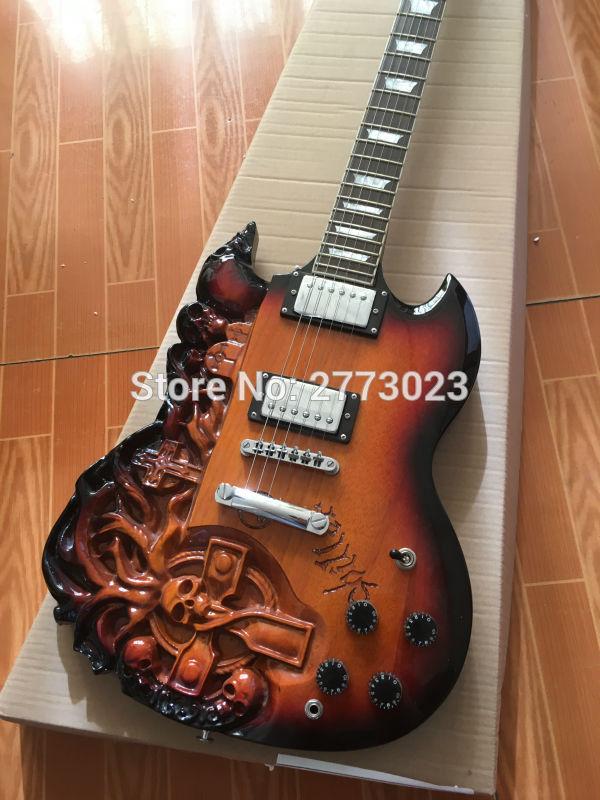 600x800 New Skull Chiller. G Electric Guitar, Piano Paint Sun Color, Nc - Electric Guitar Painting