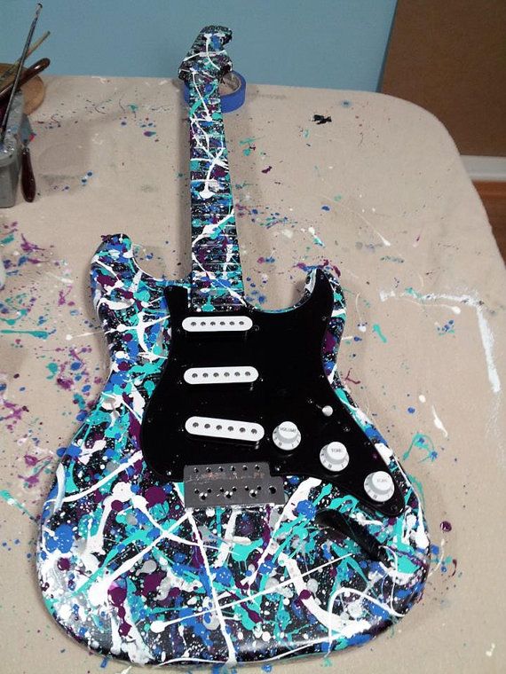 570x760 Custom Abstract Electric Guitar Found Art Piece Guitar Wall - Electric Guitar Painting