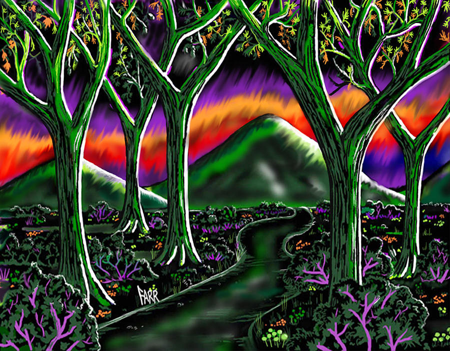 900x702 Electric Grape Forest Painting By Steve Farr - Electric Painting