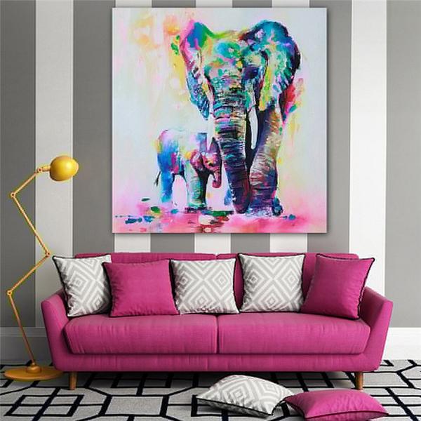 600x600 Elephant Canvas Oil Painting (Holiday Flash Sale) Fancy Collective - Elephant Canvas Painting