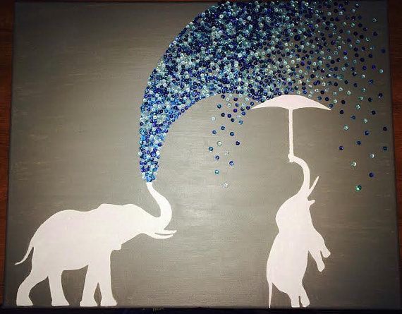 570x445 Elephant Canvas Painting By Glitteredlife On Etsy My Classroom - Elephant Canvas Painting